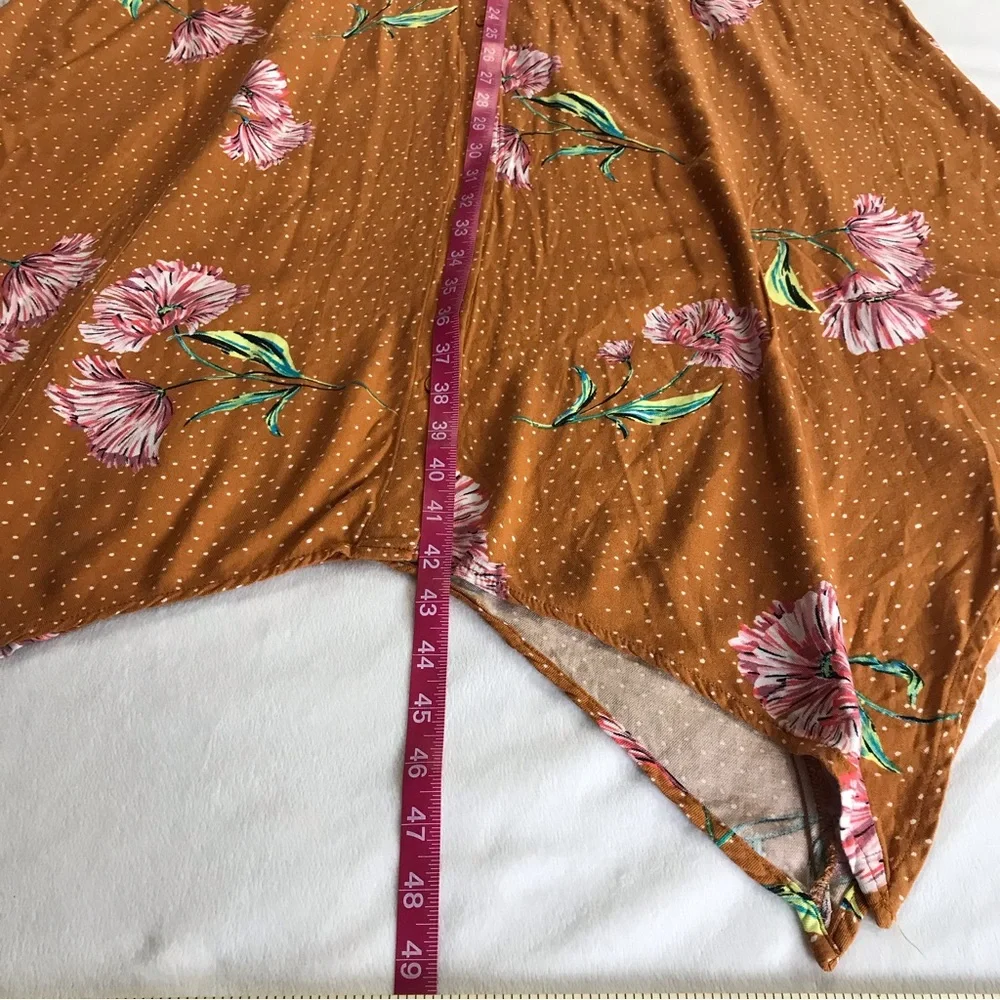 Xhilaration Asymmetrical Dress Women’s Size L Color Brown Print Floral Pullover - Picture 7 of 13